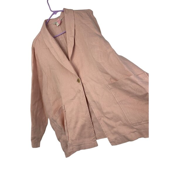 Coldwater Creek Womens 3X Plus Pink Linen Blazer Jacket Pockets EUC 8804 - Picture 6 of 9